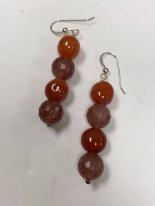Jay King Sterling Silver Carnelian & Quartz Dangle Earrings w Box