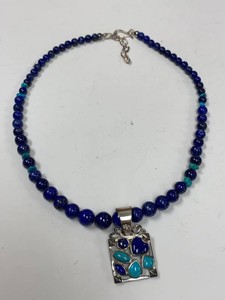 Jay King Mine Finds Sterling Lapis Turquoise Pendant Necklace