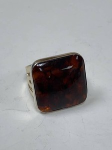 Jay King Mine Finds Sterling Silver Amber Ring Approx. Size 10 with Box
