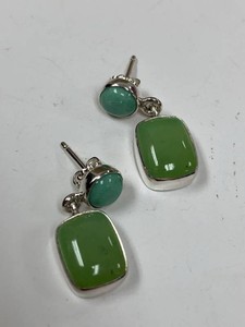 Jay King Mine Finds Sterling Silver Green Stone Dangle Earrings w Box