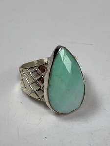 Jay King Mine Finds Sterling Silver Teardrop Green Stone Ring with Box