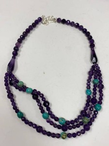 Jay King Sterling Silver 3-Strand Amethyst Turquoise Necklace w Original Box