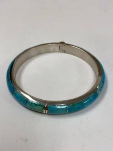 Jay King Mine Finds Sterling Silver Turquoise Inlay Bangle Bracelet
