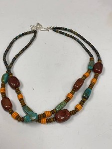 Jay King Sterling Turquoise Red Jasper Double Strand Necklace w Box