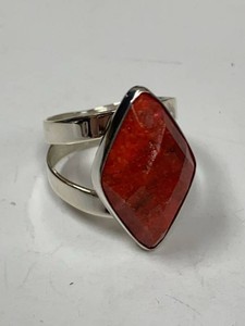 Jay King Mine Finds Sterling Silver Faceted Red Stone Ring w Original Box