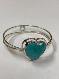 Jay King Mine Finds Sterling Silver Turquoise Heart Bangle Bracelet w Box