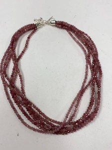 Jay King Pink Tourmaline Multi-Strand Sterling Necklace w Box