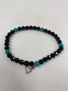 Jay King 706451 Sterling Silver Turquoise Black Stretch Bracelet w Box