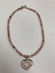 Jay King Mine Finds Sterling Pink Bead Heart Pendant Necklace w HSN Box