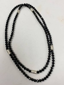 Jay King Mine Finds Sterling Silver Faceted Black Bead Necklace w Original Box