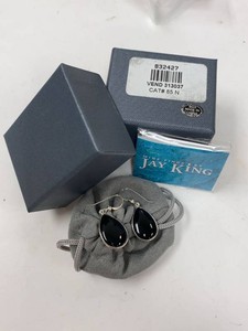 Jay King Sterling Silver Onyx Teardrop Dangle Earrings w Original Box