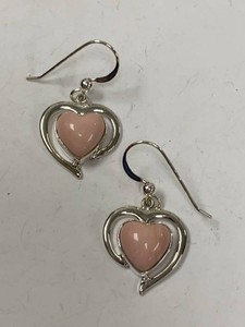 Jay King Mine Finds Sterling Silver Pink Heart Drop Earrings w Box Pouch