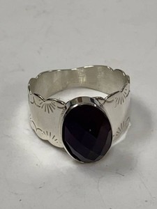 Jay King Sterling Silver Wide Band Purple Stone Ring w Box Approx 10.5