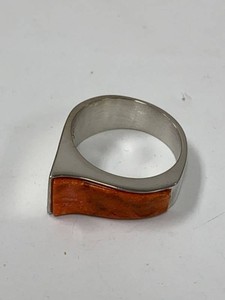 Jay King DTR Sterling Silver Orange Inlay Ring with Original Box