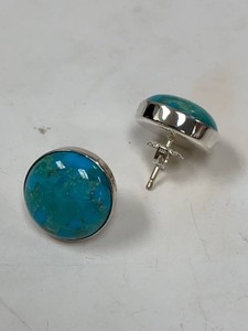 Jay King Sterling Silver Round Turquoise Stud Earrings w Box