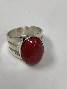 Jay King Mine Finds Sterling Silver Red Cabochon Ring Approx. Size 9 w Box