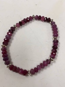 Jay King Ruby Bead Stretch Bracelet Sterling Silver Original HSN Box