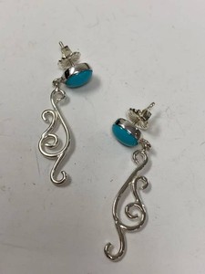 Jay King Sterling Silver Turquoise Scroll Dangle Earrings w HSN Box