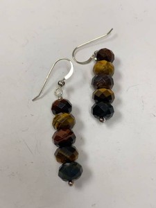 Jay King Mine Finds Multicolor Tiger Eye Sterling Drop Earrings Boxed