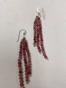 Jay King Mine Finds Pair of Pink Gemstone Dangle Earrings Sterling Silver