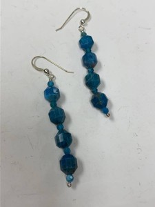 Jay King Mine Finds Faceted Blue Stone Dangle Earrings Sterling Silver