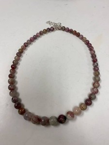 Jay King Mine Finds Pink Tourmaline Bead Necklace Sterling Silver