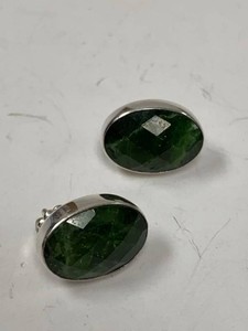 Jay King Mine Finds Sterling Silver Green Oval Stud Earrings w Box