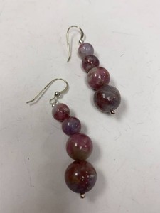 Jay King Sterling Silver Pink & Purple Bead Drop Earrings w Box