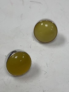 Jay King Sterling Silver Round Yellow Cabochon Stud Earrings w Original Box