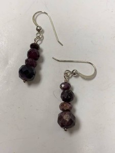 Jay King Sterling Silver Red Gemstone Drop Earrings w Box & Pouch