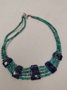 Jay King Turquoise & Lapis Lazuli Multi-Strand Necklace Sterling Silver