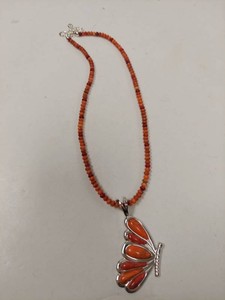 Jay King Sterling Silver Spiny Oyster Butterfly Necklace w Box