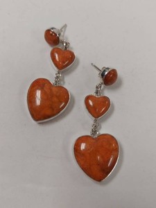 Jay King Sterling Silver Spiny Oyster Heart Dangle Earrings w Box