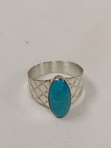 Jay King Sterling Silver Turquoise Wide Band Ring w Box Approx Size 10