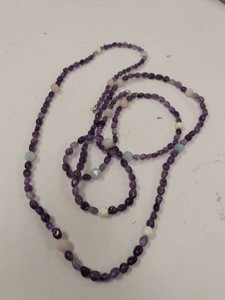 Jay King Amethyst Beaded Necklace Sterling Clasp w Box & Pouch