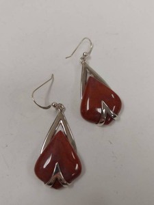 Jay King Mine Finds Sterling Silver Orange Stone Dangle Earrings w Box