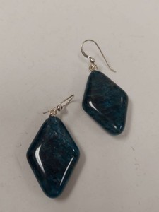 Mine Finds by Jay King Sterling Silver Blue Stone Dangle Earrings w Box