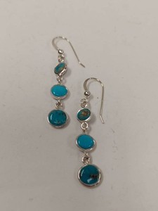 Pair of Jay King Sterling Silver Turquoise Dangle Earrings w Original Box