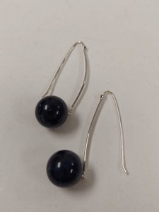 Jay King Sterling Silver Blue Stone Ball Drop Earrings w Original Box