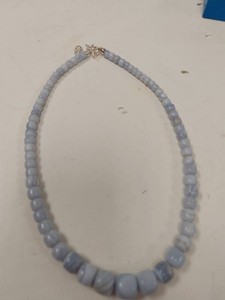 Jay King Mine Finds Beaded Necklace Light Blue Stone Sterling w Box
