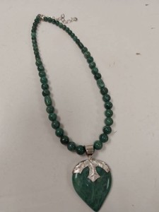 Jay King Mine Finds Sterling Silver Green Stone Heart Necklace w Box