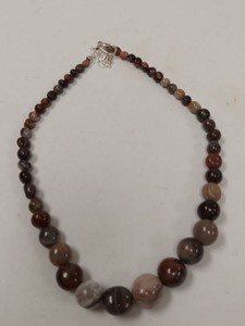 Jay King Mines Finds Agate Bead Necklace Sterling Silver Boxed