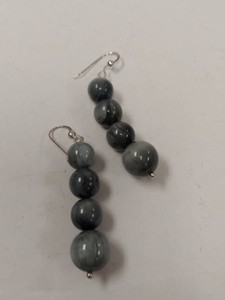 Jay King Mine Finds Sterling Silver Gray Bead Drop Earrings Pair
