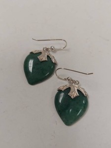 Jay King Sterling Silver Green Aventurine Heart Dangle Earrings w Original Box