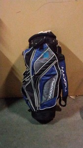 blue and gray golf bag