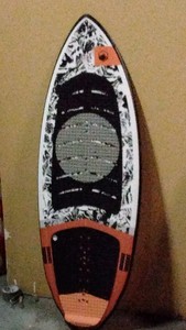 white  orange wakesurf board
