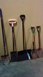5 spades and 1 snow shovel