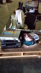 pallet of electronics and fans