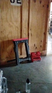 2 work stands and red organizer