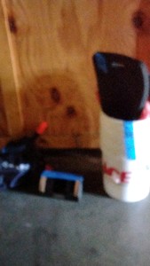 Ace buckets, floor shoe brush, Philips bag